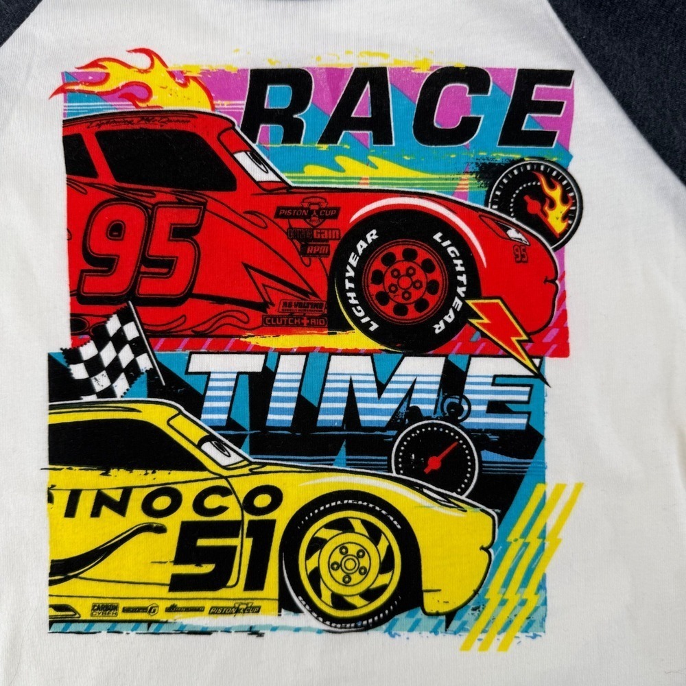 NWT Chaser Disney Pixar‎ Cars Lightning McQueen Raglan T Shirt Kids Size 6 - Picture 5 of 5